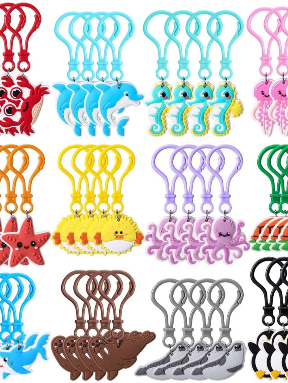 48 Pack Ocean Animals Keychains Under the Sea Party Favors Bulk